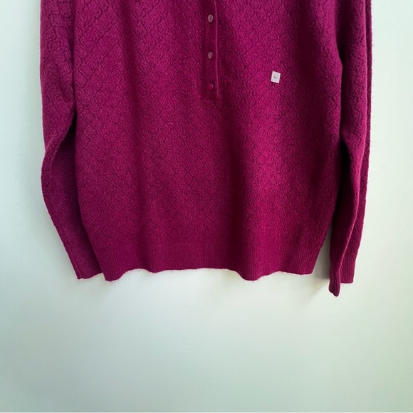 New LOFT Pointelle Fine Knit Long Sleeve Henley Pullover Sweater XL Feminine - Picture 9 of 12